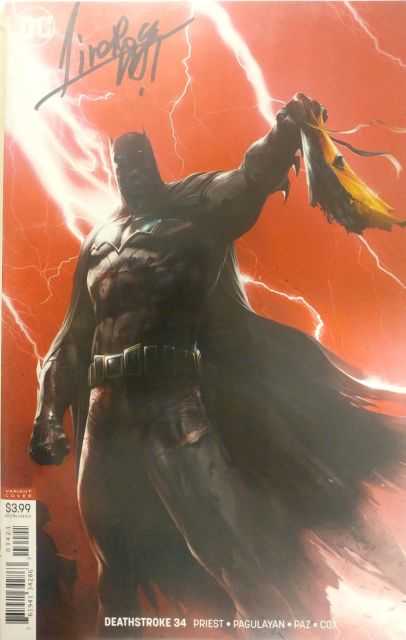 DC Comics - Deathstroke # 34 Deathstroke vs Batman Mattina Variant Mattina İmzalı Sertifikalı